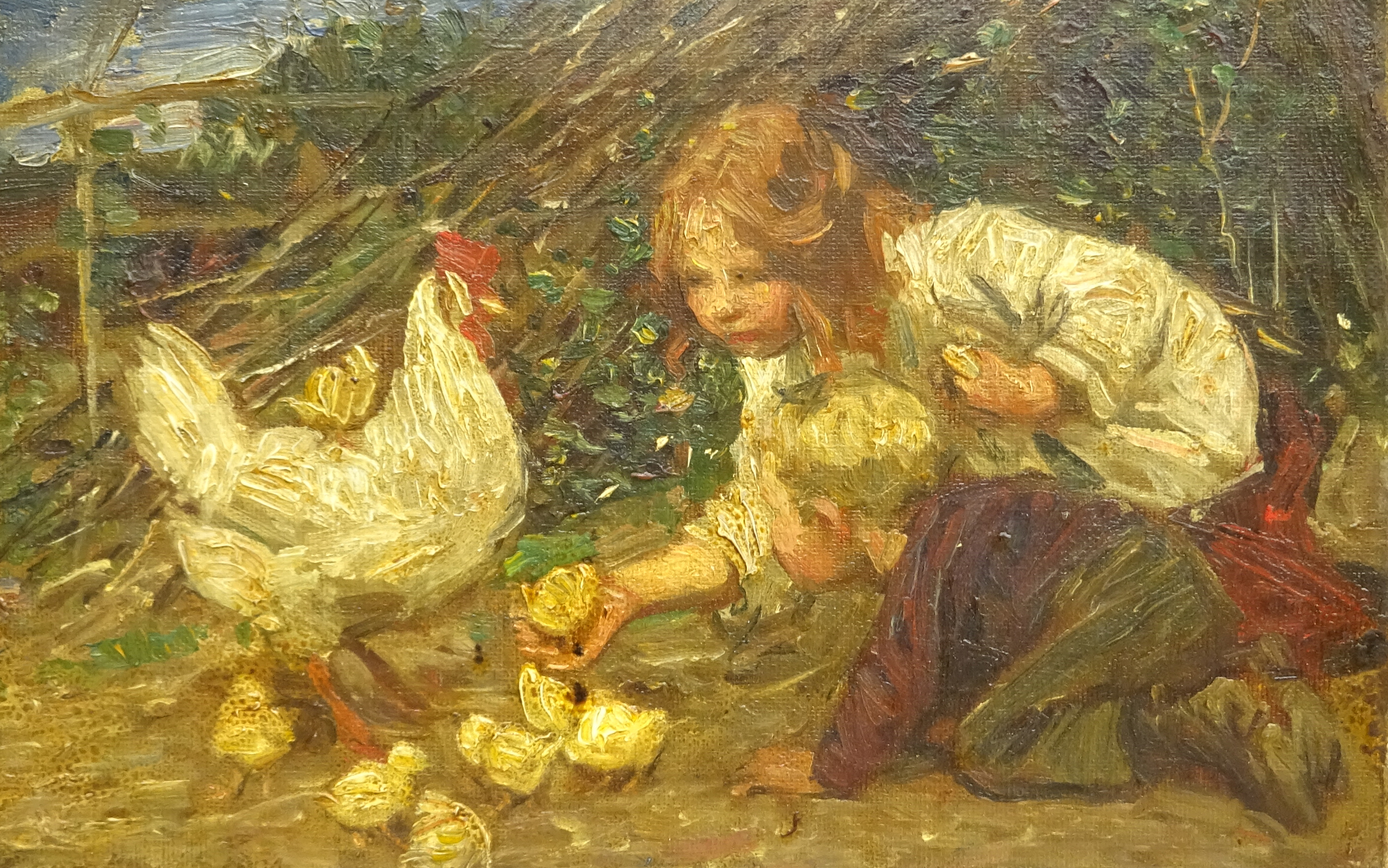 Dame Laura Knight (Staithes Group 1877-1970): Children with Hen and ...