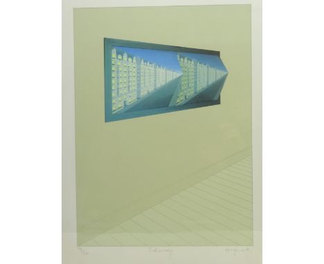 Patrick Hughes (British 1939): 'Sideways', limited edition screen print signed titled dated '91 and numbered 78/100 in pencil