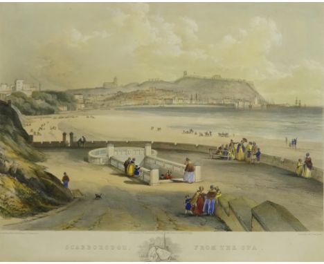 After Henry Barlow Carter (British 1804-1868): 'Scarborough from The Spa', Day &amp; Haghe hand-coloured lithograph pub. S W 