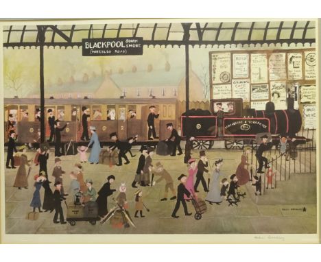 Helen Bradley (British 1900-79): Blackpool Station, limited edition coloured lithograph signed in pencil with Fine Art Guild 