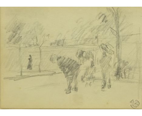 Attrib. James Abbott Mcneill Whistler (USA 1834-1903): Children Playing, pencil with studio stamp 11cm x 15.5cm