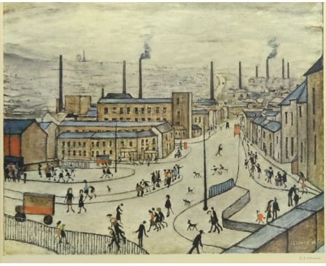 Laurence Stephen Lowry RA (Northern British 1887-1976): Huddersfield, limited edition coloured lithograph signed in pencil wi