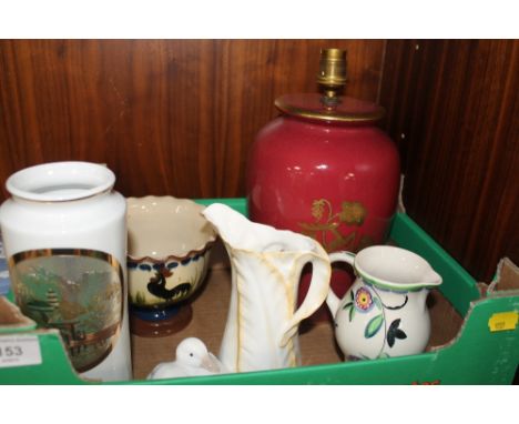A CROWN DEVON LAMP BASE, PLUS A QUANTITY OF COLLECTABLE CERAMICS