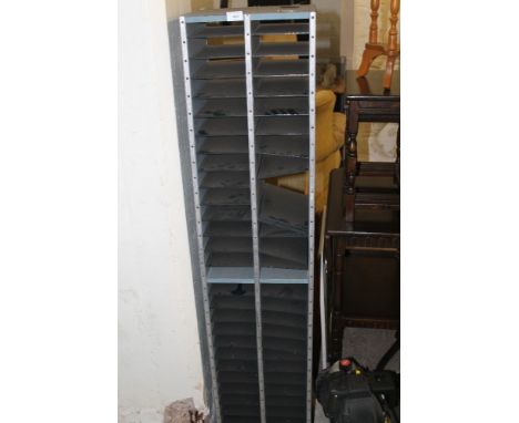 A VINTAGE INDUSTRIAL FILING UNIT / PIGEON HOLES