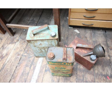 Collection of 3 old petrol carriers, ESSO and other together with metal thermal (Guide Price (£10-£20)BOOKS