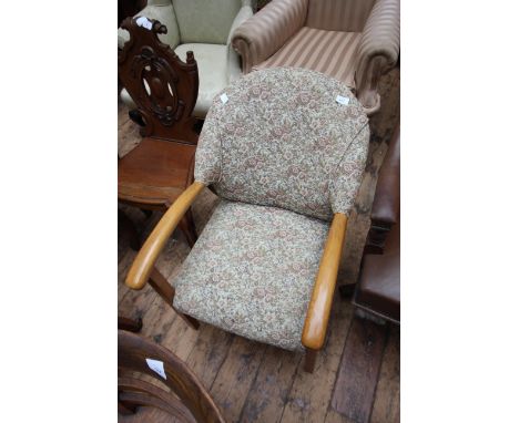 Light oak and fabric armchair