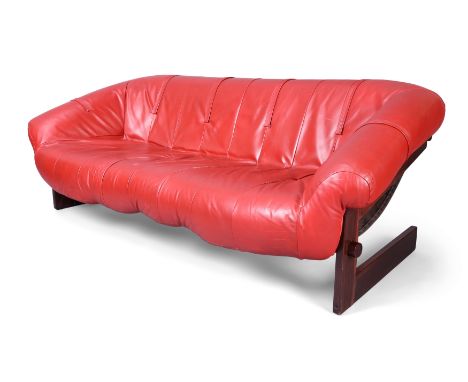 Percival Lafer (b.1936) 'MP-131' sofa, circa 1970  Rosewood, leather upholstery  72cm high, 209cm wide   CITES no. 24GBA1024S