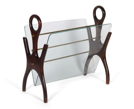 Manner of Cesare Lacca   Magazine rack, c.1950  Stained beech, glass, brass  44.5cm high, 48cm wide, 23cm deepCondition Repor