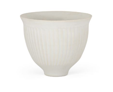 David Leach (1911-2005) White glazed bowl with fluted sides, last quarter 20th century  Glazed porcelain  Impressed mark  11c