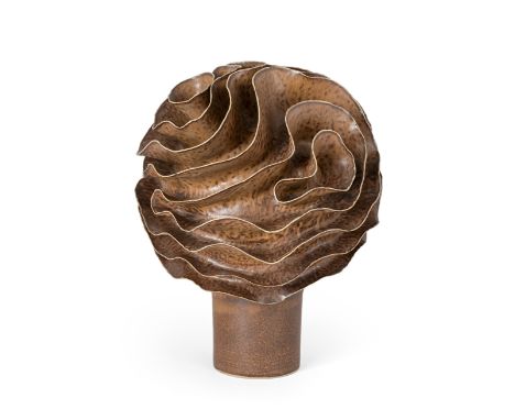 Deirdre Burnett (1939-2022) Large hand built sculpture of organic form, second half 20th century  Glazed earthenware   Impres
