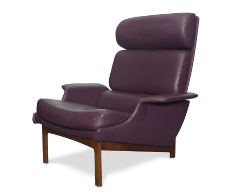 Ib Kofod-Larsen (1921-2003) for Mogens Kold Mobelfabrik 'Adam' lounge chair, circa 1965  Ziricote, burgundy leather upholster