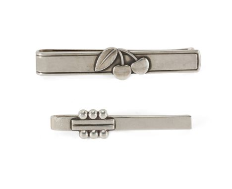 Georg Jensen Two tie clips comprising no.61, designed by Harald Nielsen and a 'Cherry Heering' tie clip, post-1945  925 silve