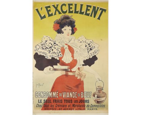 George Meunier (1869-1942) Printed by Imprimerie Chaix (Ateliers Cheret)   'L'Excellent, Consomme de Viande de Boeuf' poster 