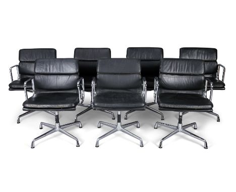 Charles & Ray Eames for Vitra   Seven model 'EA208' soft pad chairs, 1989  Aluminium, leather upholstery  Manufacturer's labe