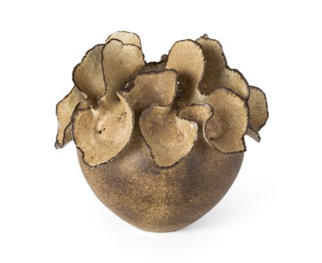 Deirdre Burnett (1939-2022)   Tapered vase of organic form, second half 20th century   Glazed earthenware   Impressed 'DB'   