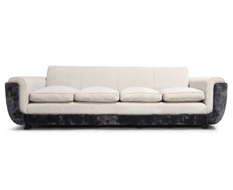 Manner of Guglielmo Ulrich&nbsp;Large sofa, Mid 20th century&nbsp;Velvet upholstery, later ebonised wood feet, (comes togethe