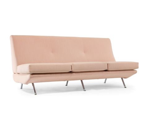 Marco Zanuso (1916-2001) for Arflex Model 'IX Triennale' three seat sofa, circa 1951  Steel, Kvadrat fabric  83cm high, 187cm