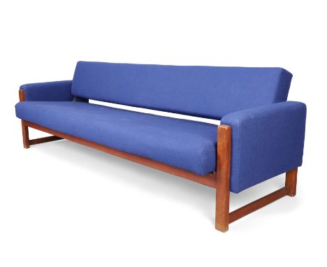 Yngve Ekstrom (1913-1988) for UMS Pastoe Model 'MX 01' sofa bed, circa 1960  Teak, wool upholstery  Sofa : 70cm high, 218cm w