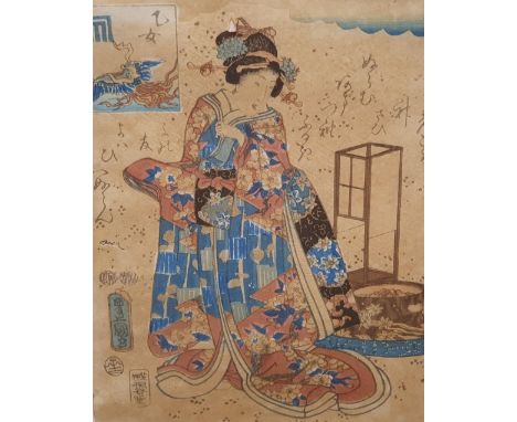 Attributed to KUNISADA (1786-1865) wood block print "Portrait of a Japanese lady", signed to print, mounted and in pleasing w