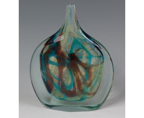 A Mdina cased glass fish vase designed by Michael Harris, of typical flat-sided form, unsigned, h.23cm Condition Report / Ext