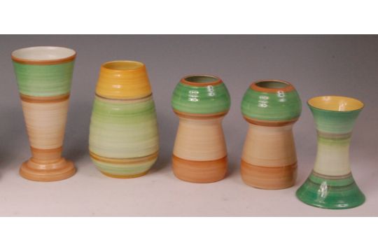 A Collection Of Five Various 1930s Shelley Pottery Vases Each Of