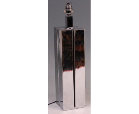 # A contemporary chrome table lamp, comprised of four square sections, each with slightly rounded edges, h. 44cm (including f