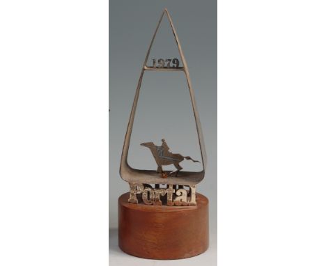 * A contemporary silver racing trophy, of open tapering form, having engine turned inside edge, dated 1979, reverse titled Po