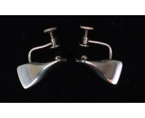 A pair of Georg Jensen sterling silver studded earrings, each of abstract form, impressed Georg Jensen 925 verso, 2cm, housed