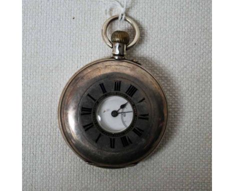 A silver cased half hunter top winder Pocket Watch marked '935' Swiss movement made for G J Perks &amp; Son - King Williams T