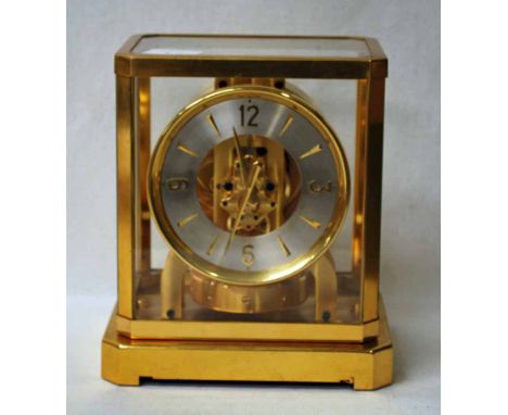 A Jaeger le Coultre Atmos Clock, skeleton movement, silvered chapter ring with Arabic and dagger markers, number 31525, fifte