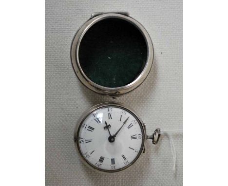 A white metal pair cased Pocket Watch with fusee movement by Arthur Holloway - London