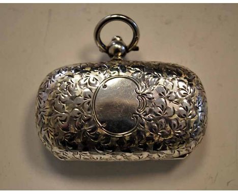 A George V silver Sovereign and Half Sovereign Case, rounded rectangular hinged cushion form, push button opener and suspensi
