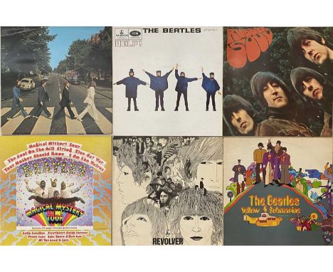 A pack of 9 x LPs (mostly Beatles LPs), 1 x Buddy Holly photograph (last known photograph), one rock and roll stars magazine,