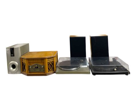 A collection of equipment to include a Technics SL-22 turntable with a Shure R47XT cartridge, a Technics SL-2000 turntable wi