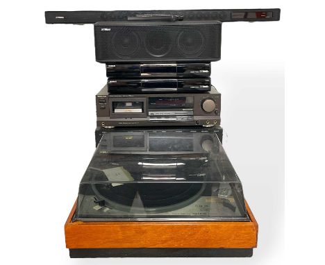 A collection of audio equipment to include a Technics RS-BX404 stereo cassette deck, an Audiolab 8000A amplifier, a Rotel RCD