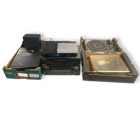 Mixed assortment of audio equipment to include: VPI record cleaner, Cambridge Audio 540P MM phono pre-amp, Miracord 50 turnta