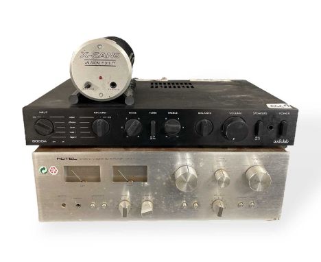 A Musical Fidelity X-CANS headphone amplifier (powers on), a Rotel RA-314 stereo integrated amplifier and an Audiolab 8000A a