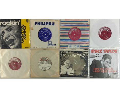 JOHNNY HALLYDAY/ VINCE TAYLOR - ROCKABILLY 7" PACK. A quality pack of 8 rockabilly 7" singles. Artists/ titles include Johnny
