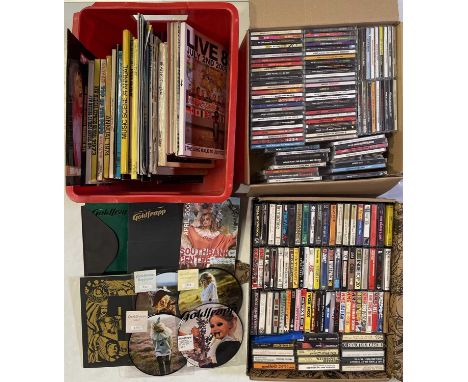Good and mixed selection of music memorabilia to includes approx 70+ cassettes, approx 89 Mojo Magazine issued CDs, a collect