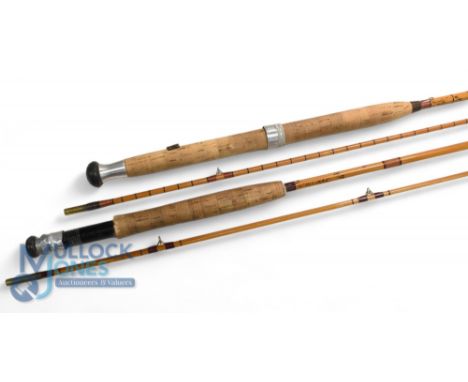 A pair of split cane fly rods - both fully restored by professional rod builder in 1972/73 - Marked Hardy Grilse 1907, 11ft 2