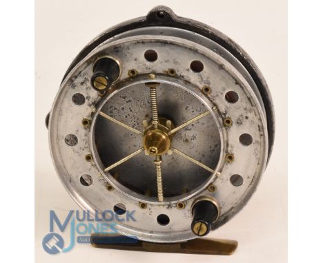 S Allcock &amp; Son Ltd Redditch "The Aerial Match" alloy centre pin/trotting reel, 3 7/8" caged ventilated 6 spoke spool wit