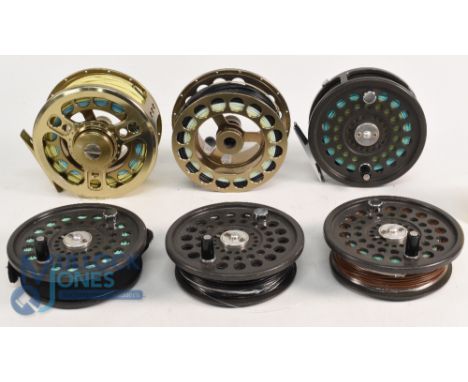 Air Flow T7 alloy salmon fly reel with spare spool, 4" wide ventilated spool with counter balanced handle, large rear spindle