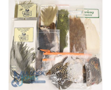 Fly Tying Capes Hackle Skin, a good selection to include 3 light used Jungle cock, hen cape, cock saddle, Chinese hen dark br
