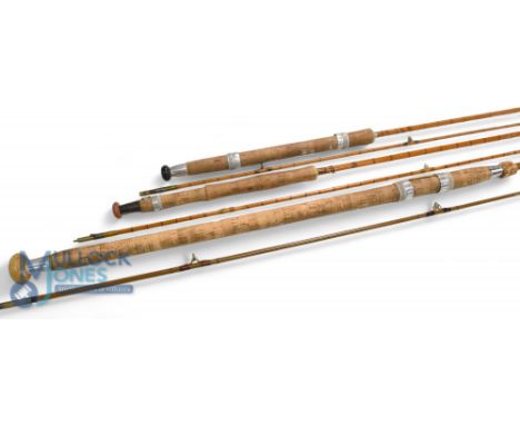 J A Walker Aln Rod works, Alnwick, split cane trout fly rod - 9ft 3" 2pc alloy reel fittings and collars, lined butt/tip ring