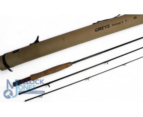Greys Alnwick Platinum X carbon trout fly rod - 9ft 3pc line 5#, alloy uplocking reel seat with wood insert, alloy collar, li