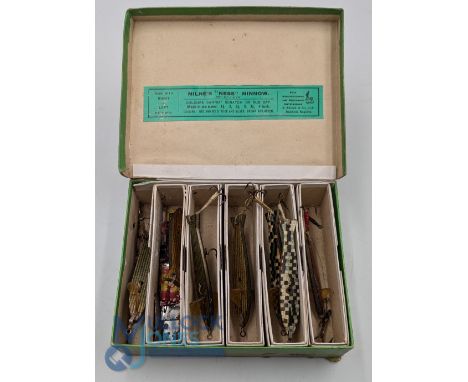 7x Scarce Boxed Milne's Ness Minnows, in original retail box with 6 individual boxes with 7 lures, to include 2 of the scarce