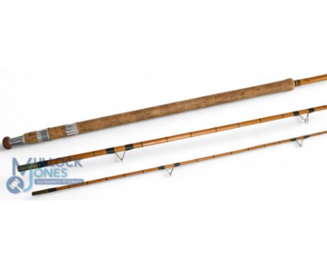 Chapman of Ware The Amwell 11' 3 piece split cane coarse fishing rod, red agate lined butt/tip rings, high bells intermediate