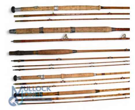 Sharpe's of Aberdeen, The Aberdeen No.2, 12' 3 piece impregnated cane salmon fly rod, bronze ferrules, burgundy close whipped