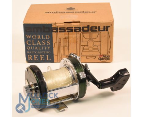 Abu Sweden Ambassadeur Multiplier reel, green finish, Seat No 07007 6500 C3 CT Elite. Large counter balanced handle, spindle 