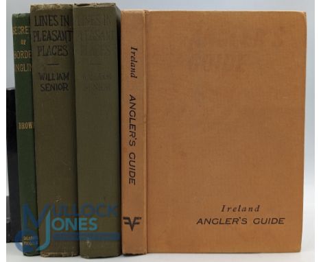 4 Period Fishing Books, Secrets of Border Angling W S Worley Brown 1907, Lines In Pleasant Places William Senior 1920 x2 copi